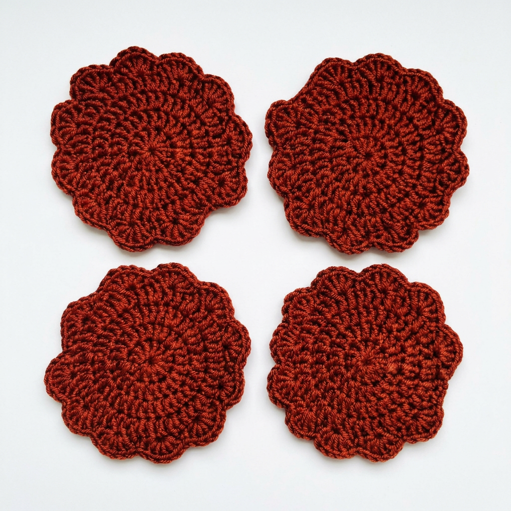 Crochet Flower Coaster Set Natural