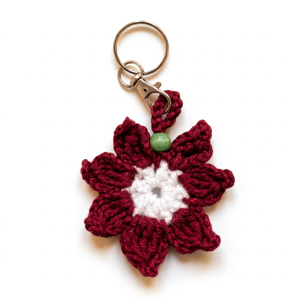 Crochet Flower Keychain - AI Enhanced