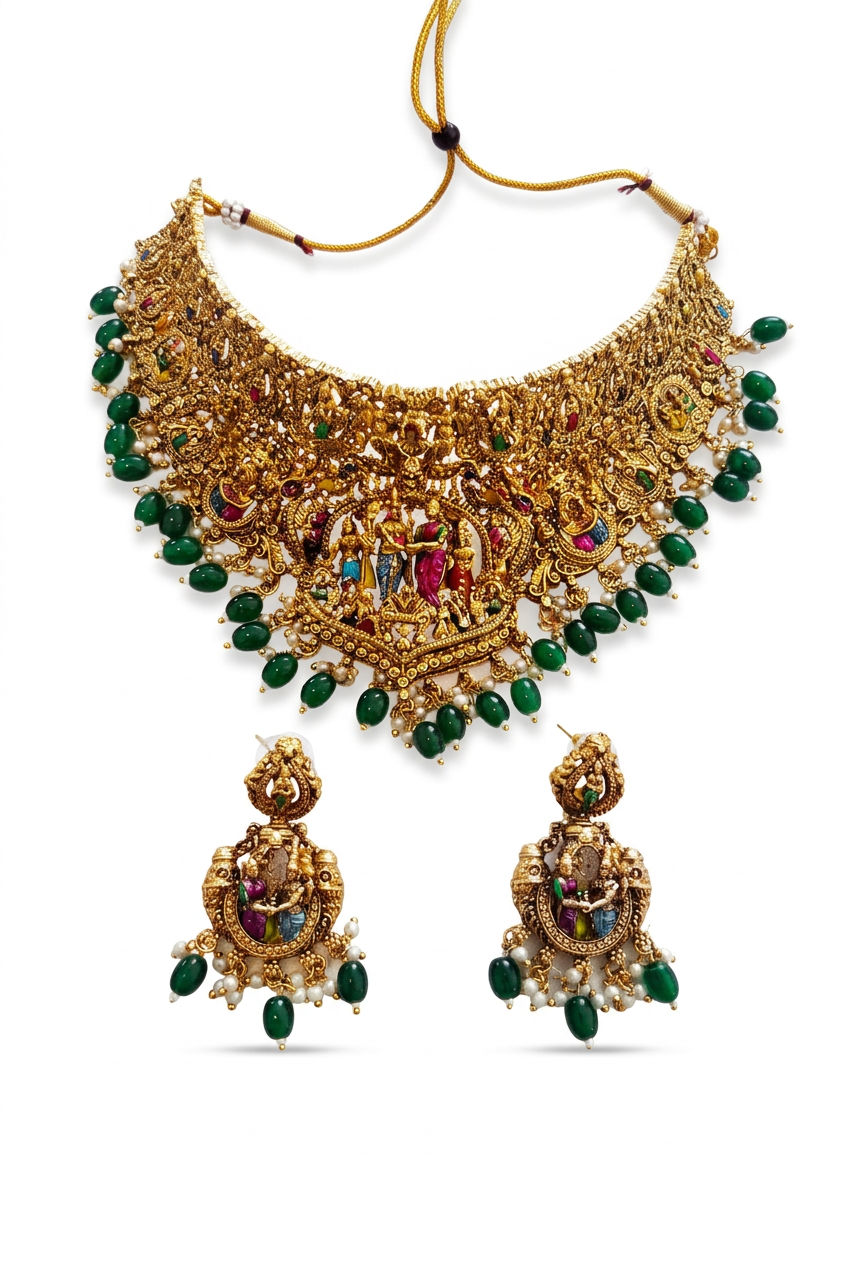 Ram-Sita temple jewellery set – enhanced studio editorial photo