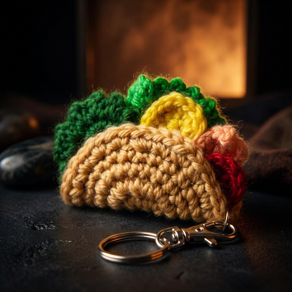 AI enhanced crochet taco keychain product image